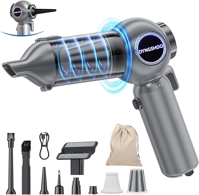 Handheld Car Vacuum Portable Cordless（Equipped with a one-Touch Window Breaker and Seatbelt Cutter ） Car Vacuum Cleaner with 25000Pa Ultra-Strong Suction,Design for Drivers, Home, Pet Hair
