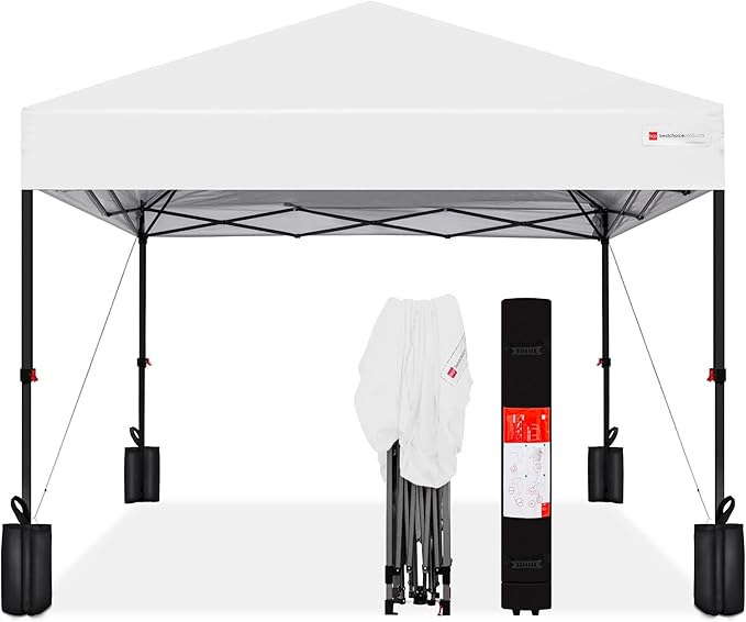 Best Choice Products 12x12ft 1-Person Setup Pop Up Canopy Tent Instant Portable Shelter w/ 1-Button Push, Case, 4 Weight B...
