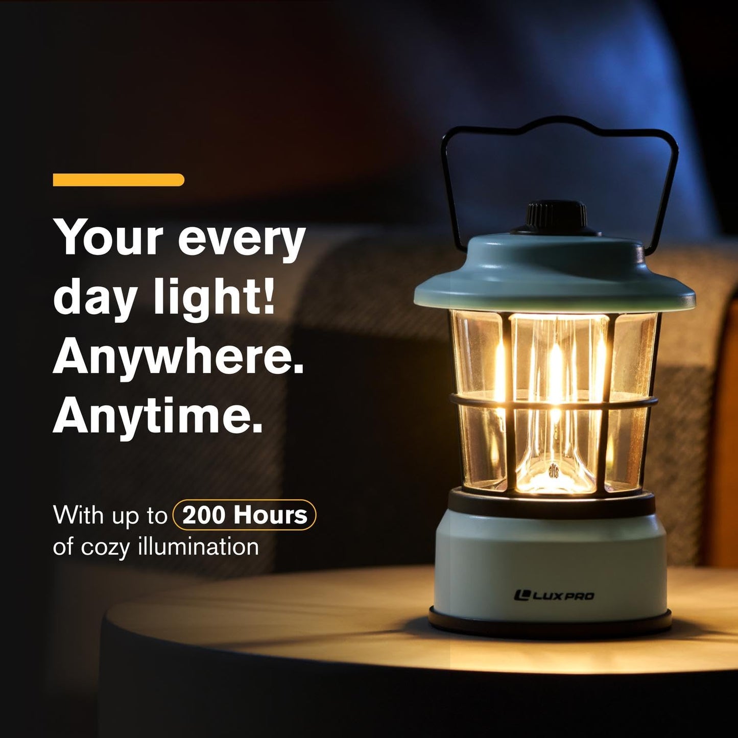 LUXPRO Retro LED Lantern - Battery-Powered Emergency Lantern - Water Resistant - Bright LED Lamp for Indoor & Outdoor Use - Use for Tents, Hiking or Hurricane Prep - Blue