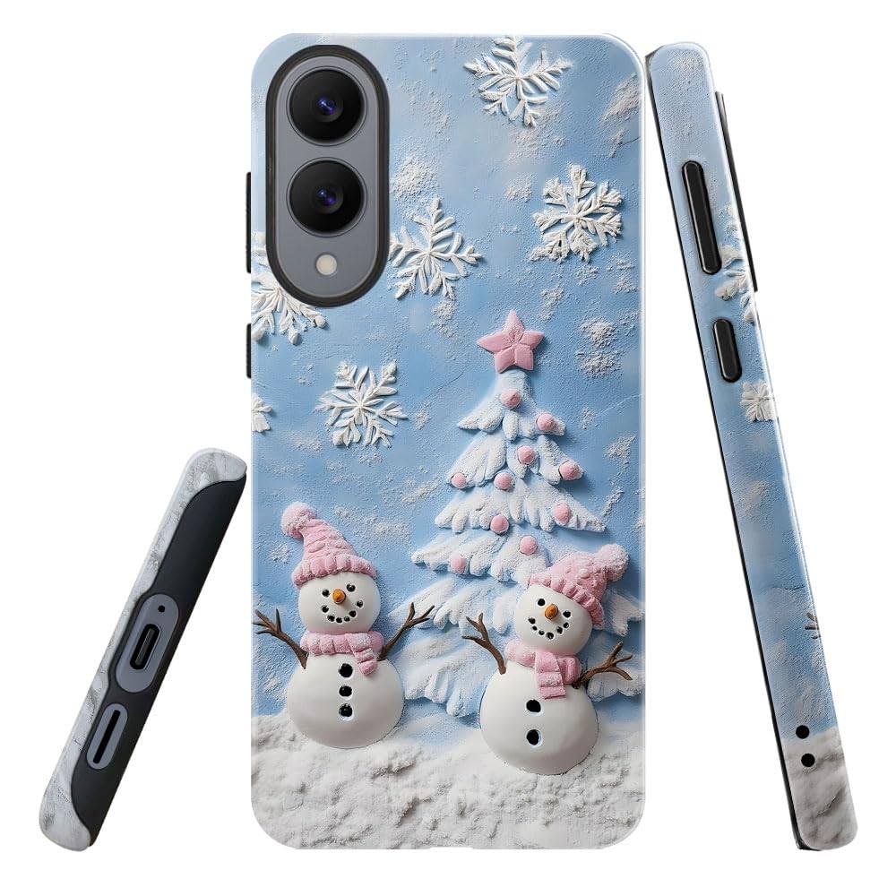 DAIZAG Case for Samsung Galaxy S25 Edge,Military-Grade Protection Cover,Cute Snowman Flower Christmas Tree(Glossy)
