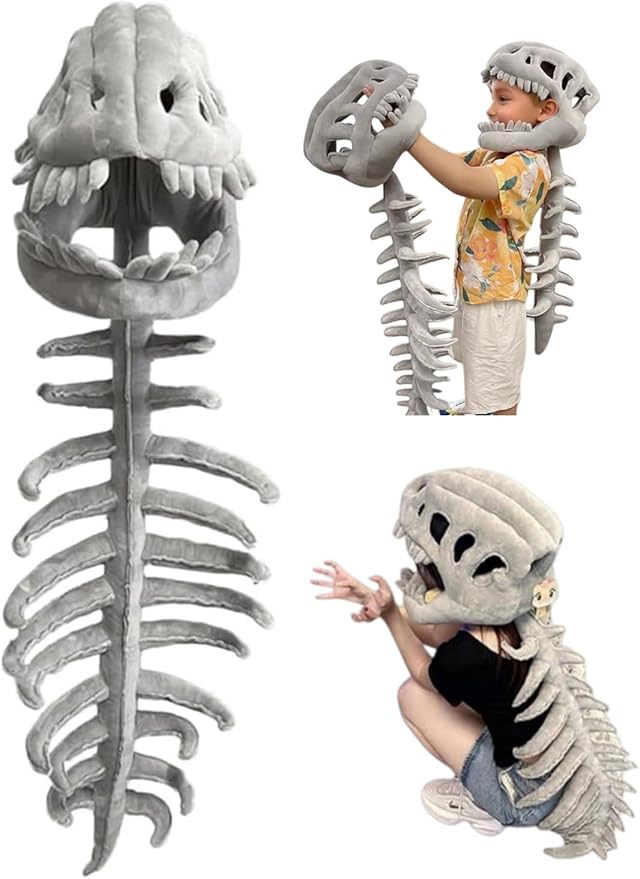 Dinosaur Skeleton Costume SetSpinosaurus-Style Dino Outfit – 3D Skull Headpiece & Spine for Dress-Up, Parties & Photos