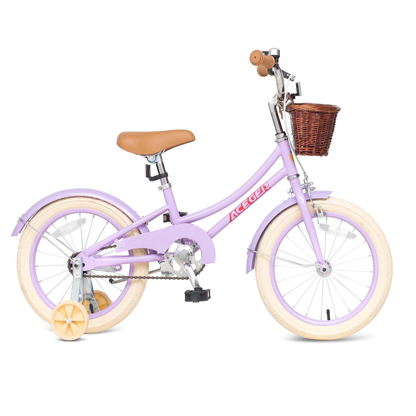 ACEGER Girls Bike with Basket, Kids Bicycle for 3-13 Years, Included Coaster Brake & Caliper Brake, 14 16 18 Inch with Training Wheels, 20 Inch with Kickstand but no Training Wheels