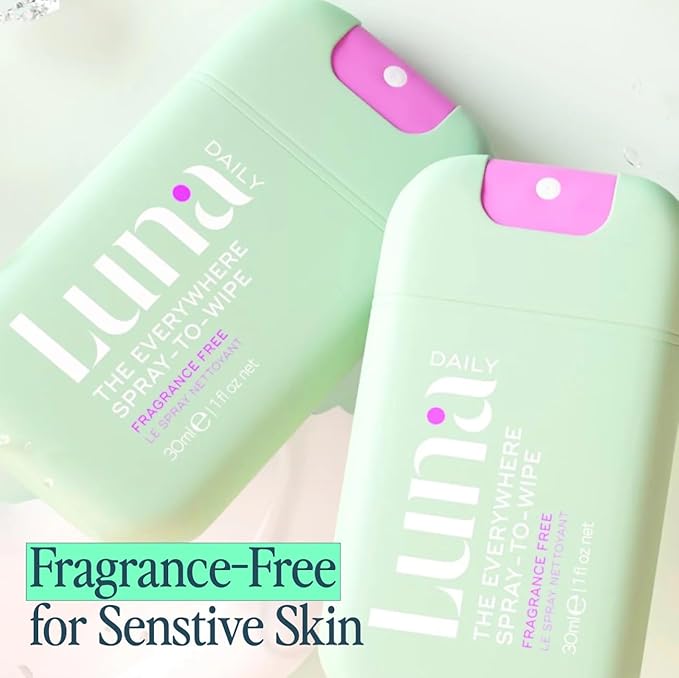 Luna Daily Body Cleansing Spray | Unscented pH-Balanced Feminine & Body Mist | Hydrating & Gentle for Intimate Hygiene, Underarms & Private Parts | Travel Essential for Women, Gym & Daily Care, 30ml