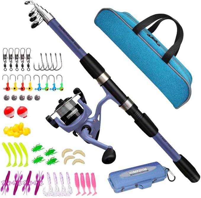 Kids Fishing Pole Set, Portable Telescopic Fishing Rod and Reel Combo for for Boys Girls Youth Toddle Fishing Pole 【Ambide...