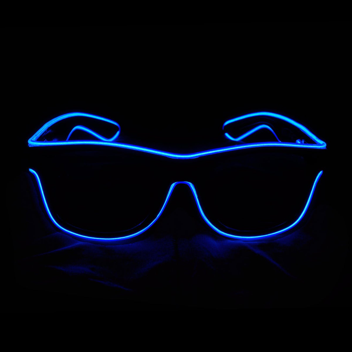 Aquat Light up EL Wire Neon Rave Glasses Glow Flashing LED Sunglasses Costumes For Party, EDM, Halloween, Wired with Battery Power RB01 (Blue, Black Frame)