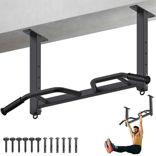 Kipika 32" Ceiling Mounted Pull Up Bar - Heavy Duty, Highly Adjustable, Multifunctional Chin Up Bar - Home Gym System with Punching Bag Hanger and Resistance Bands Training (Ceiling Mounted Pull Up Bar)