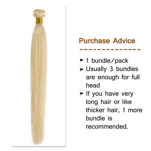 Msthoo 613 Brazilian Virgin Hair Bundles Blonde Silky Straight Human Hair Extensions Replacement Bundle for Women 30 inches