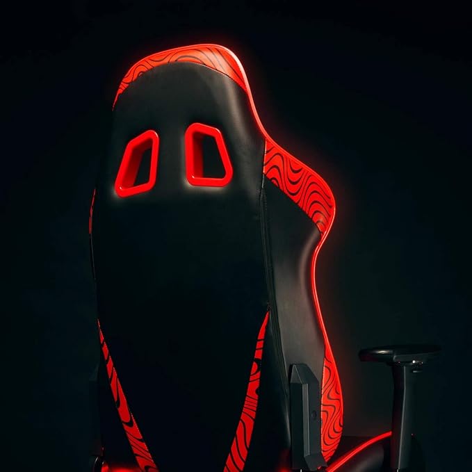 Clutch Chairz Throttle Series Pewdiepie Edition LED Gaming Chair - Premium Ergonomic Design, Lumbar and Head Support Pillows - Black/Red