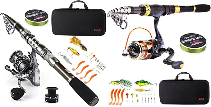 Sougayilang Telescopic Fishing Rod Reel Combos Portable Fishing Pole with Spinning Reel Fishing Carrier Bag for Travel Sal...