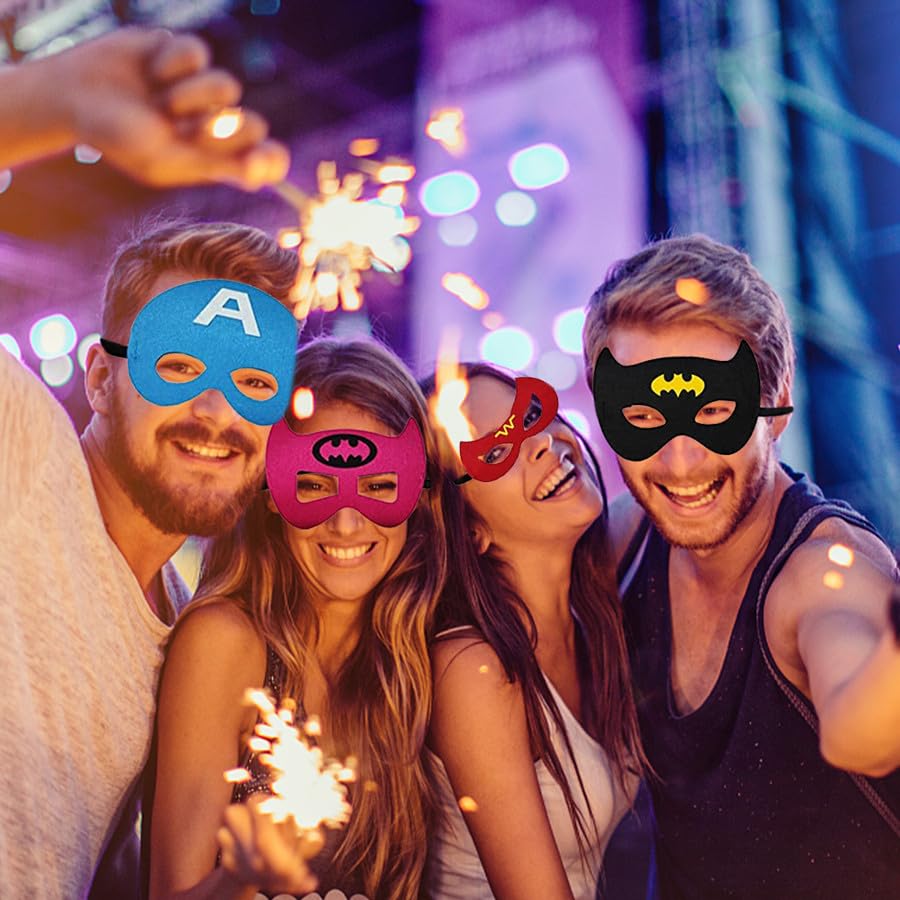 RONGSENI Superhero Masks for Kids Adults, 35pcs Costume Masks Cosplay Eye Masks Party Favors Supplies Birthday Decorations
