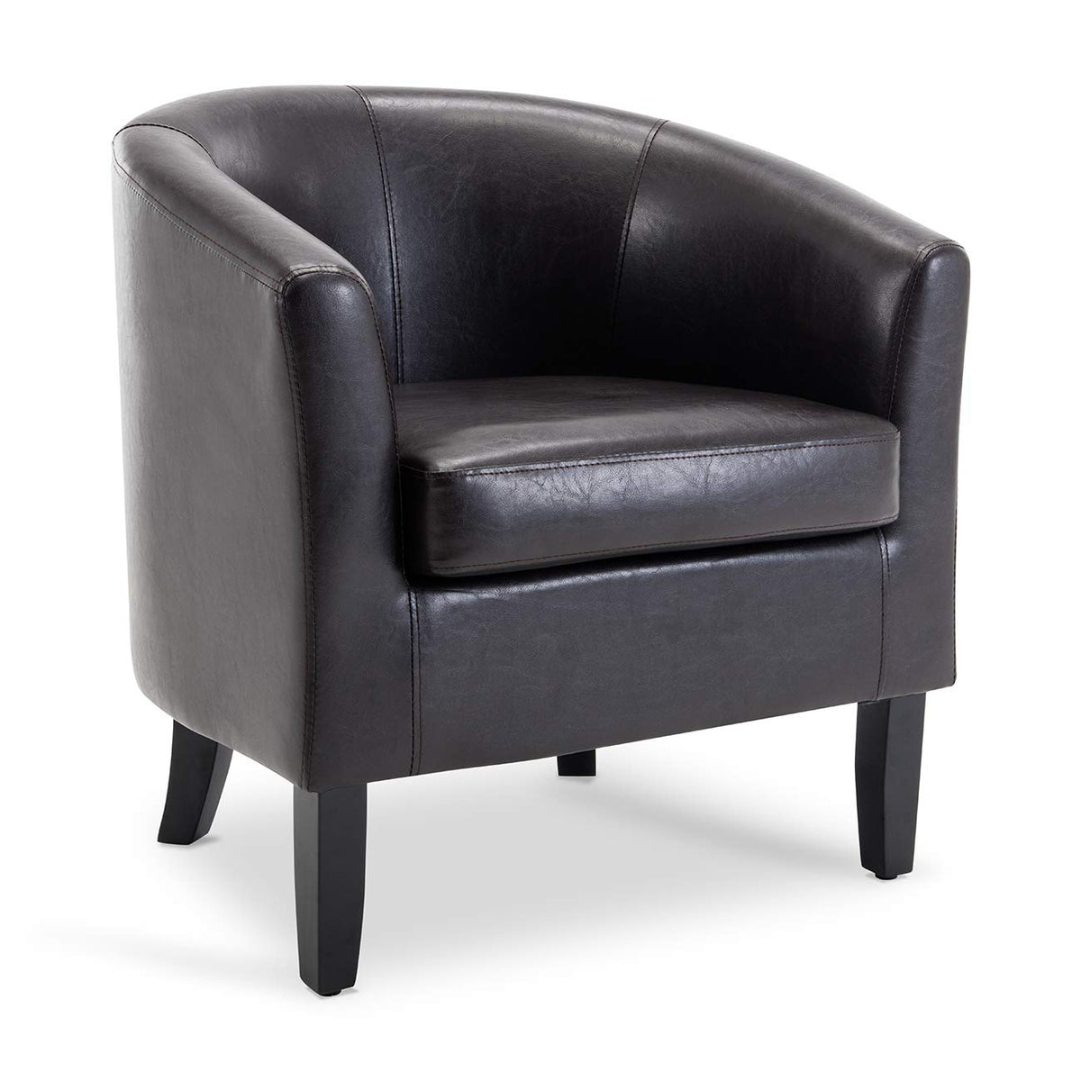 BELLEZE Accent Barrel Chair, Linen Round Chair Club Tub Sofa Corner Chair with Flared Legs and Cozy Soft Padding for Living Room Bedroom Waiting Room - Brown