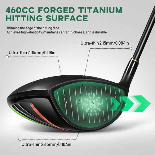 HUAEN Mens Driver Golf Club,‎Titanium Drive and Graphite Regular 10.5 Degree Right Handed 460CC, Black