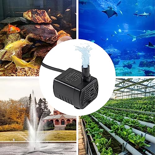 2Pcs 3W Mini Submersible Water Pump 50GPH Small Fountain Pump for Aquarium Fish Tank Fountain Hydroponics Water Feature, I...