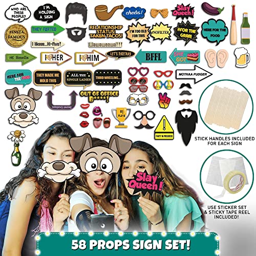 SOUL SHIFT 70 Pc Large Premium Photo Booth Props Set for All Occasions - Wedding Props, Birthday Props, Graduation Prop, I...