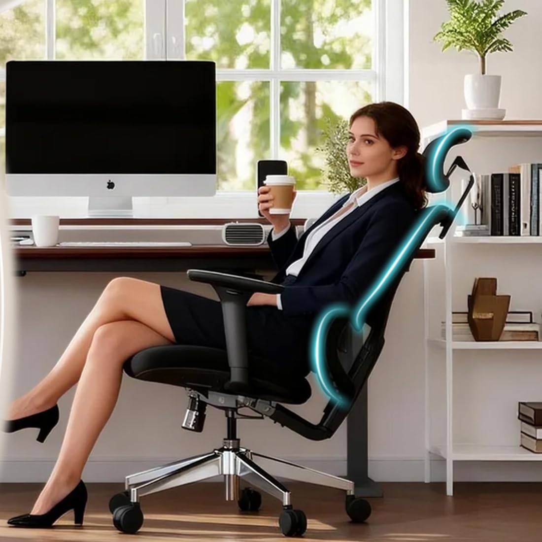 Jacia House TSCA Certified Ergonomic Mesh Office Chair, Big Tall Gaming Chair Adjustable Lumbar Support, 4D Armrests, 2D Headrest, 135° Reclining Rolling Swivel Desk Chairs with Seat Lock 600lb