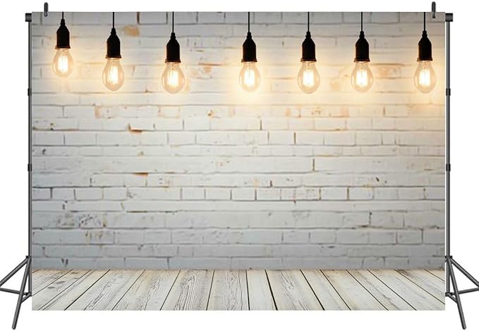7x5FT Wood Wall Bulb Lights lamp Photography Backdrop Background Cloth Portrait Photo Booth Studio Prop Banner Photographe...