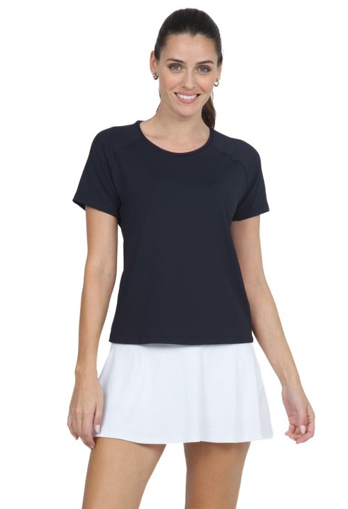 IBKUL Athleisure Wear Sun Protective UPF 50+ Icefil Cooling-Solid Short Sleeve Crew Neck-85000 Black/Solid/L