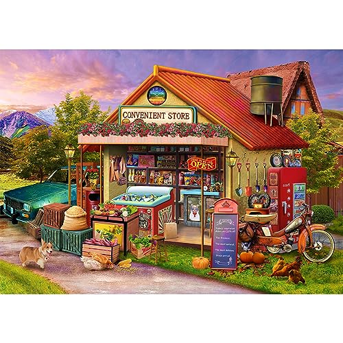 HUADADA Jigsaw Puzzles for Adults 1000 Pieces, Country Store Interlock Perfectly Letter on Back No Dust, Home Decor Birthd...