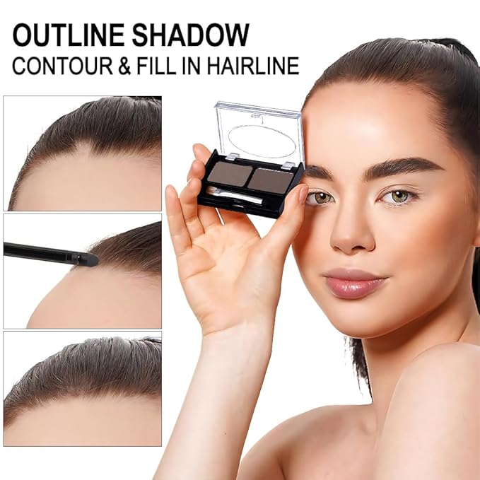 Kaely 2 Color Eyebrow Powder Makeup Kit, Eye Brow Contour Palette for Beginners, Long Lasting Waterproof Eye Brow Powder with Brow Brush, Get Full Defined Natural Brows, 03 Light Brown & Dark Brown