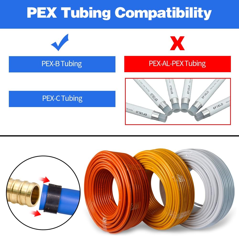 5 Pack Drop Ear Elbow Fittings, PEX 1/2" x 1/2" NPT Female Threaded Adapter Crimp Fitting, Brass, Full Port for PEX pipes in plumbing jobs