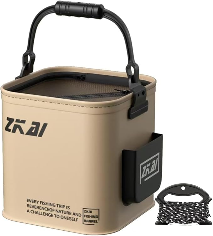 Hevio Foldable Fishing Bucket, Portable Fishing Water Pail, 13L/3.43Gal, for Hiking Fishing Camping Traveling Boating with...