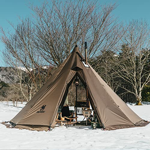 OneTigris Rock Fortress Hot Tent with Stove Jack, 4 Season, 4-6 Person Tipi for Camping, Backpacking, Hunting, Fishing - W...