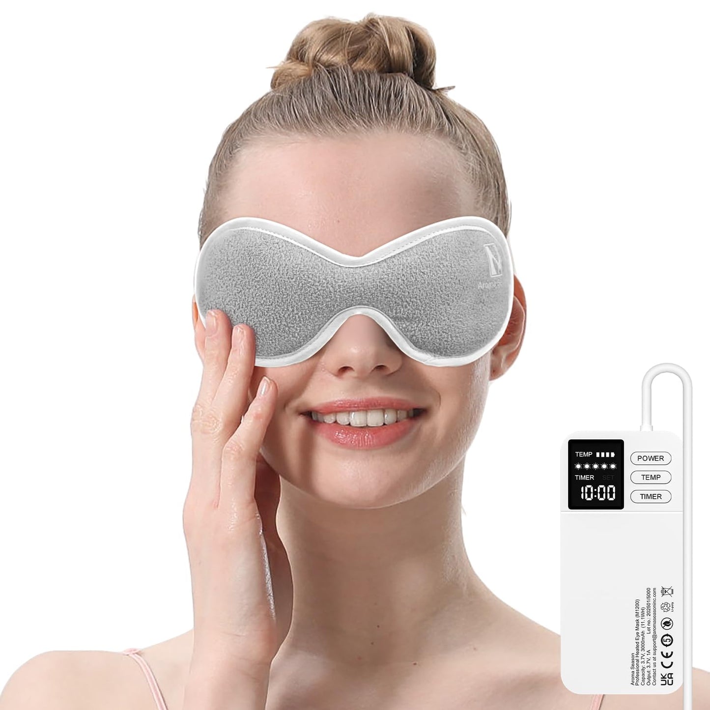Aroma Season Vibrating Heated Eye Mask for Dry Eyes, 3000mAh Cordless Warm Eye Compress for Stye, Rechargeable Electric Eye Heating Pad for MGD, Included Hygienic Eyelid Sheets