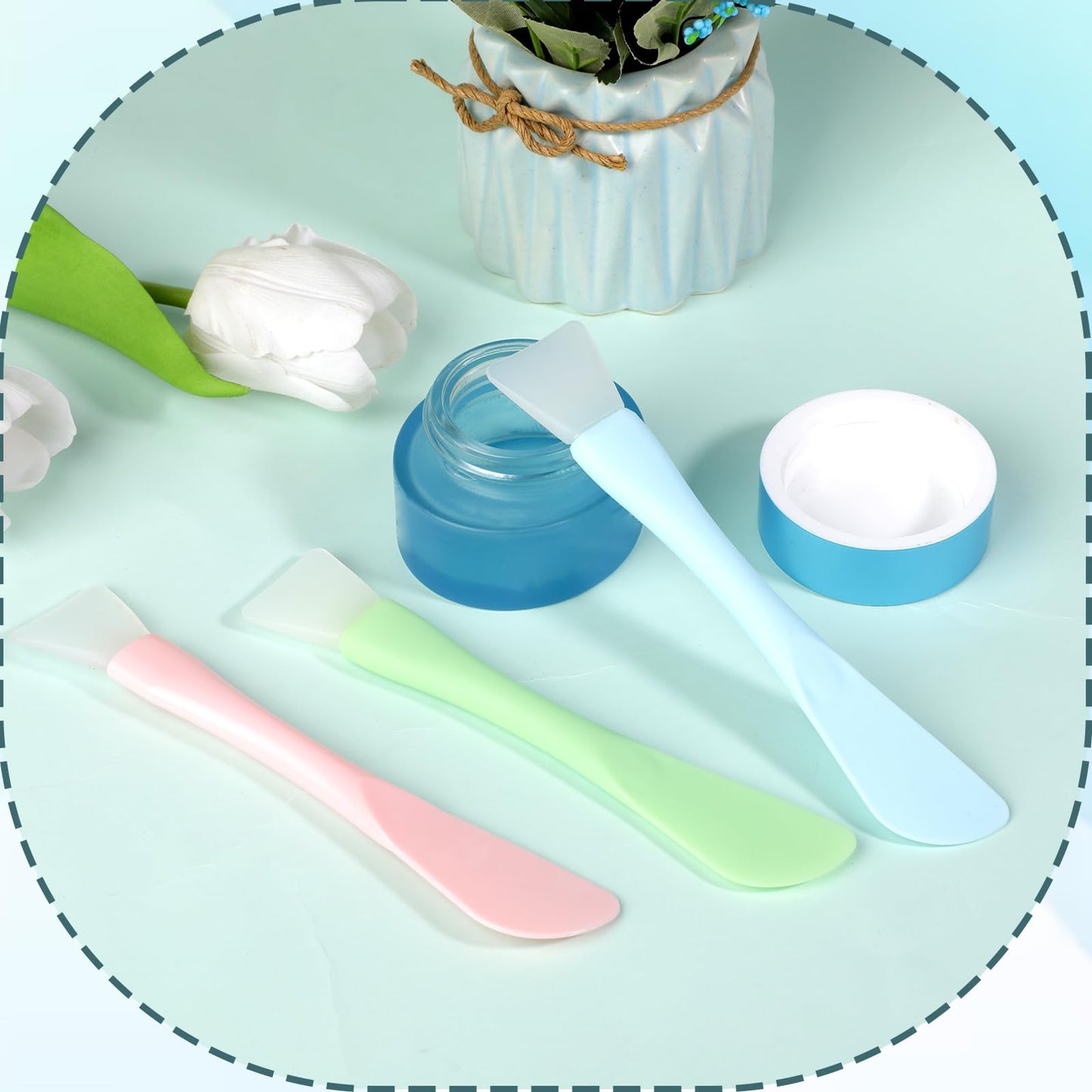 4 Pcs Face Mask Brush, Mask Applicator Tools, Beauty Spatula Soft Silicone Double Head Facial Makeup Brush for Facial Mud, Clay,