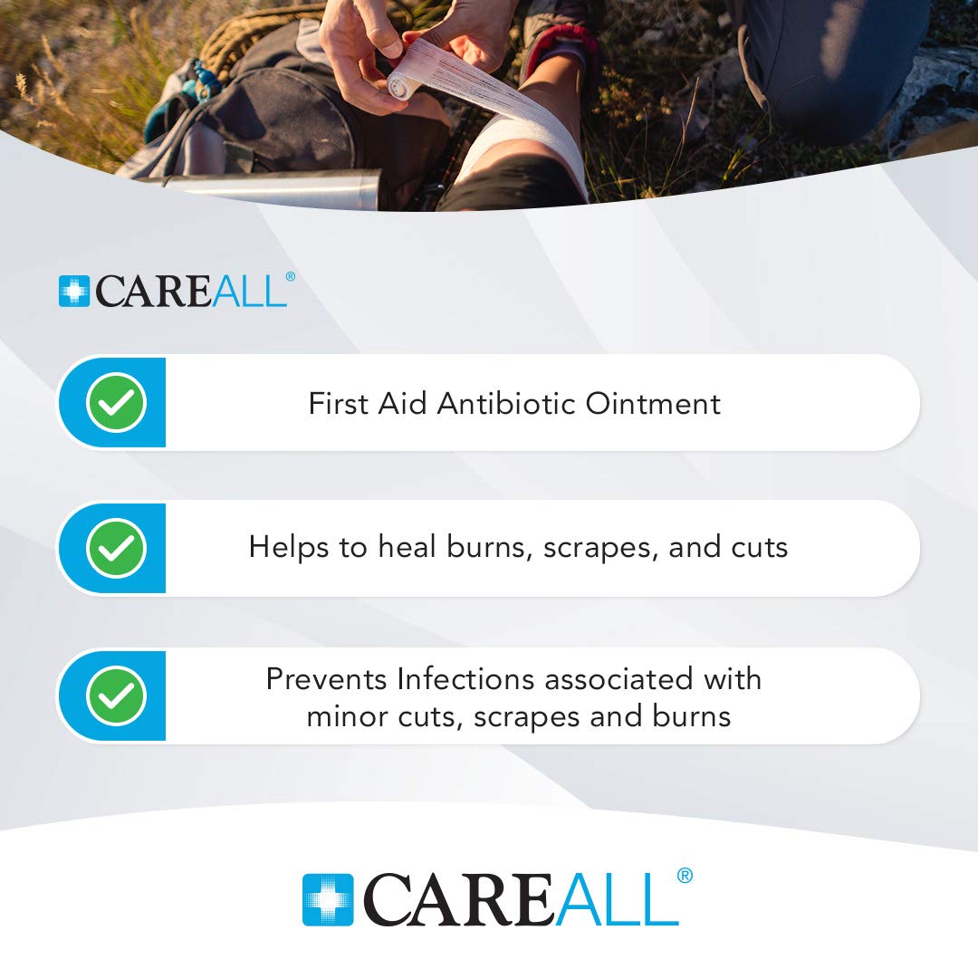 CareAll Bacitracin Antibiotic Zinc Ointment 1oz (4 Pack). First Aid Ointment to Prevent and Heal Infections for Minor cuts, Scrapes and Burns.