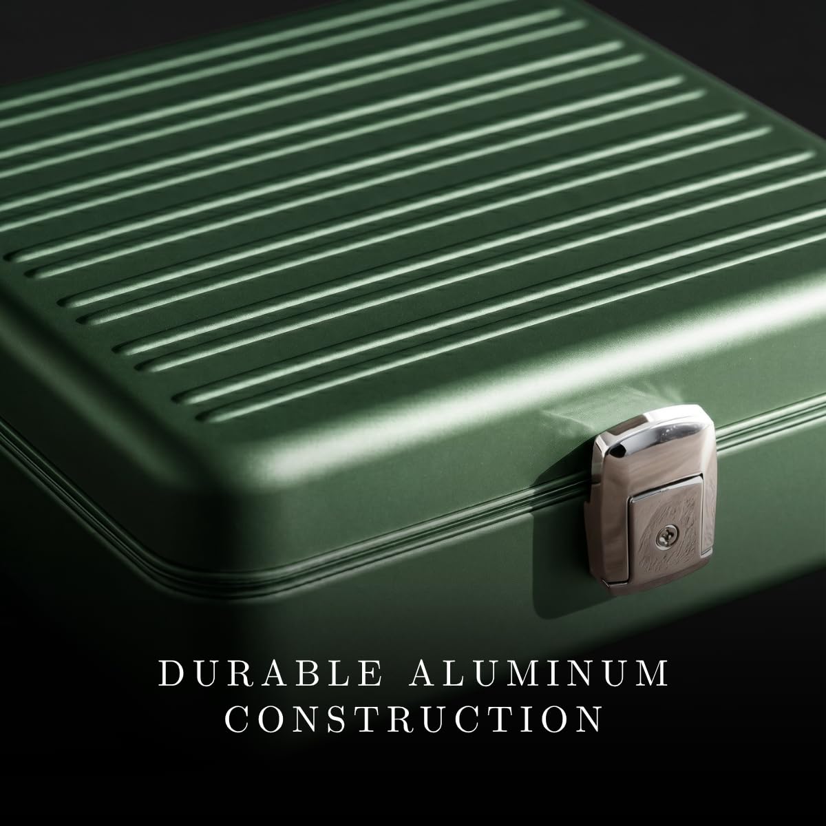 Bey-Berk Prague Aluminum Watch Case in Hunter Green – 9-Slot Locking Travel Box with Soft Interior for Watch Storage