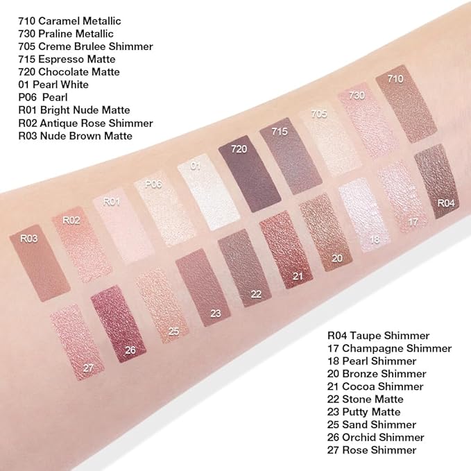 Single Cream Eye Shadow,Champagne Shimmer Glitter Natural Nude Monochrome Eyeshadow Palette,Waterproof,Long Lasting Naturing-Looking,Vegan & Cruelty-Free,17