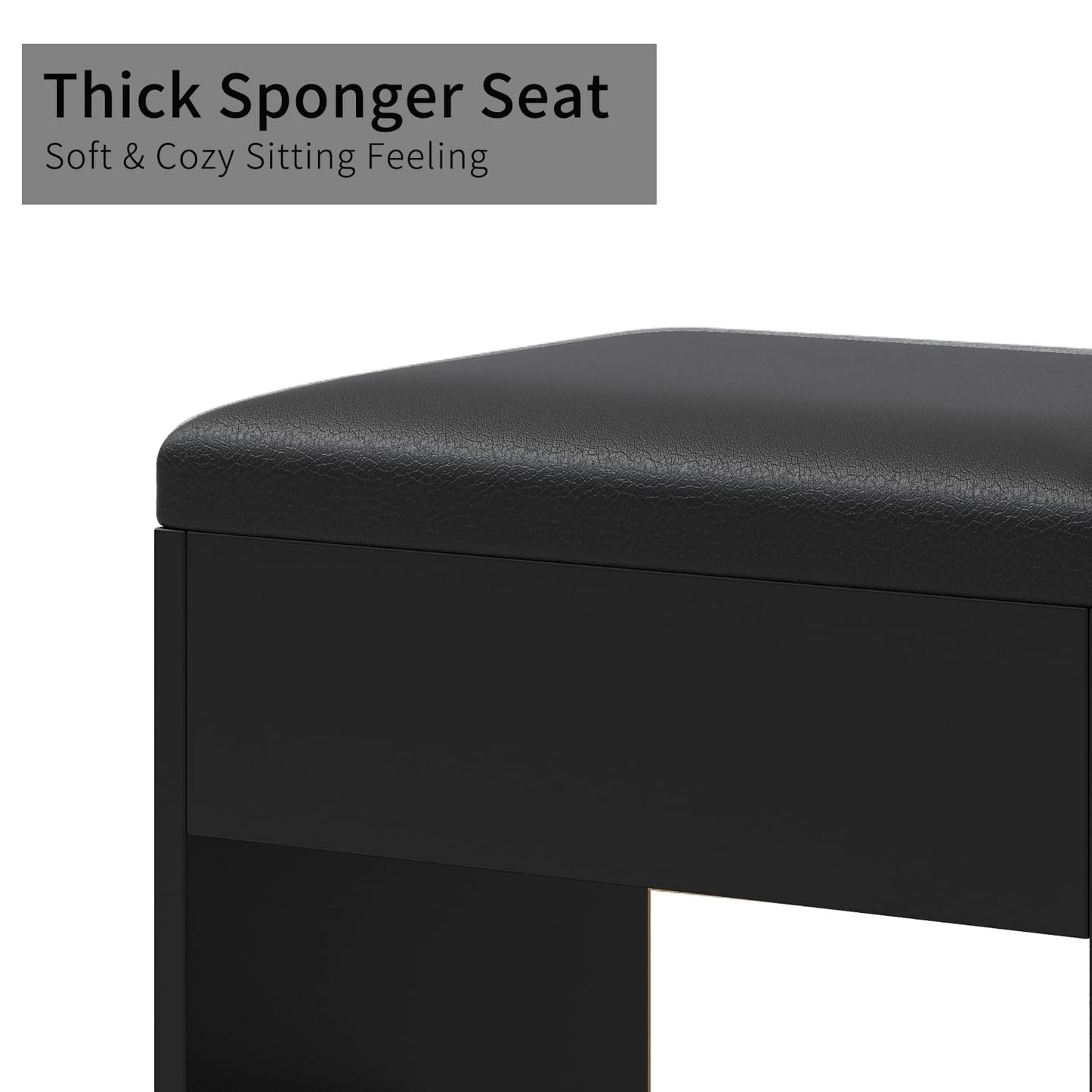 Vanity Desk with Power Outlet, 11 Drawers Makeup Vanity with Lighted Mirror, 3 Colors Adjustable, Glass Top with Chair, 4 Shelves and Fold-up Panel, Vanity Set for Bedroom, Dressing Room, Black