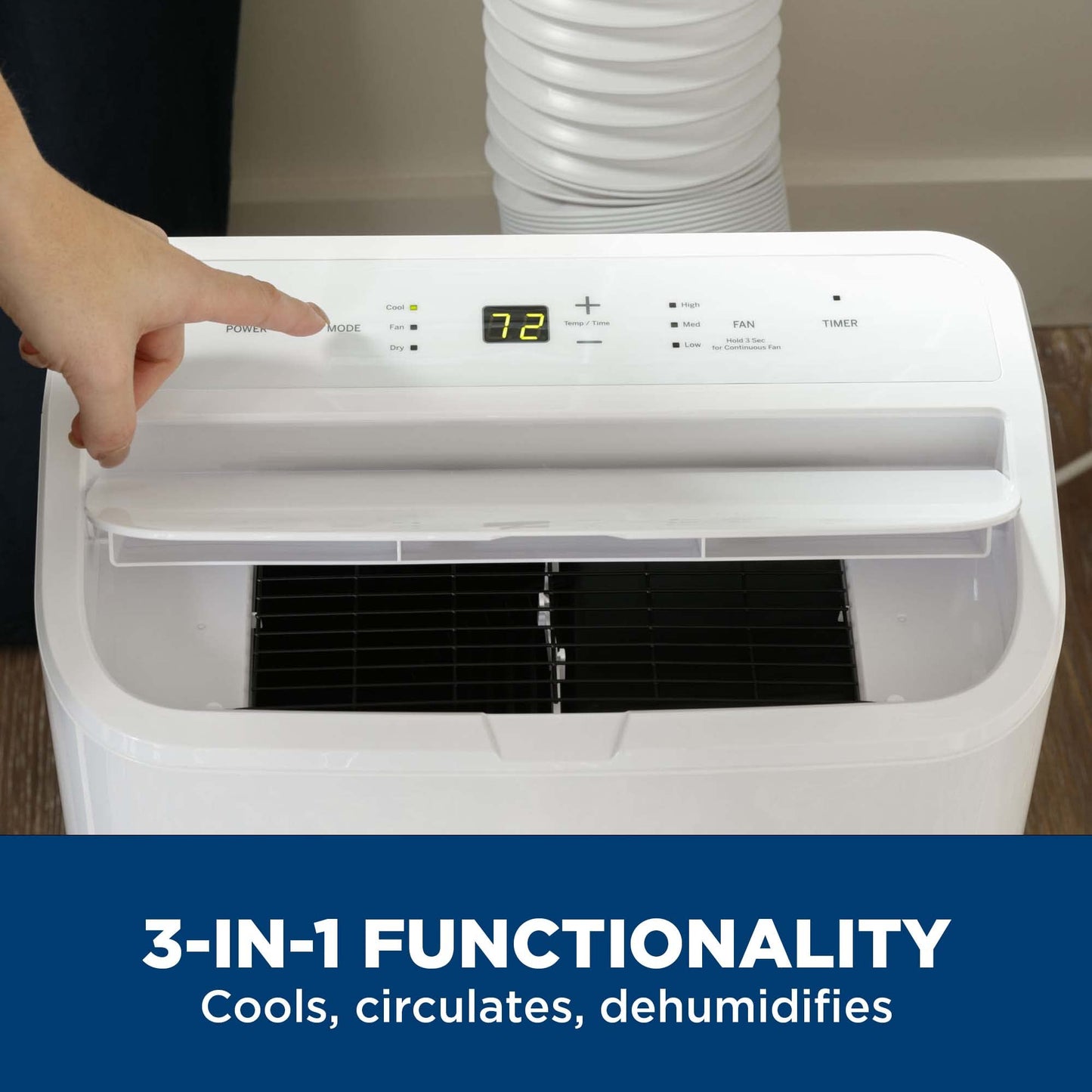 GE 10,000 BTU Portable Air Conditioner for Medium Rooms up to 350 sq ft. (7,100 BTU SACC), 3-in-1 with Dehumidify, Fan and Auto Evaporation, Included Window Installation Kit