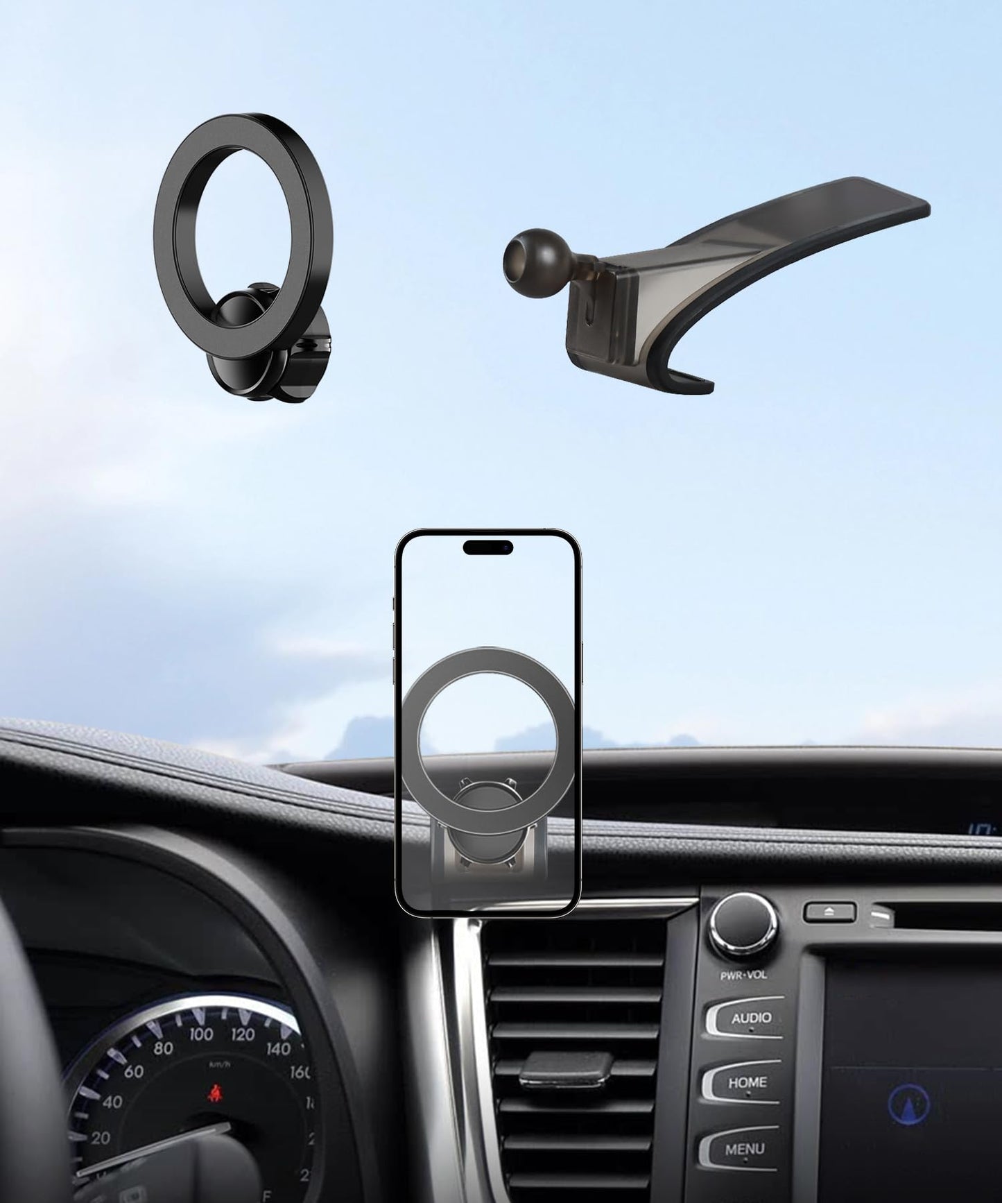 Maserweller Car Phone Holder For Toyota Highlander 2014 2015 2016 2017 2018 2019 Accessories, 360 Rotation Phone Mount Compatibl