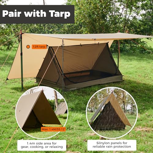 onewind Mesh Tent for 2 Person, 2 Openings Inner Tent for Tarp Ultralight Trekking Pole Tent Tarp Backpacking Netting Tent...
