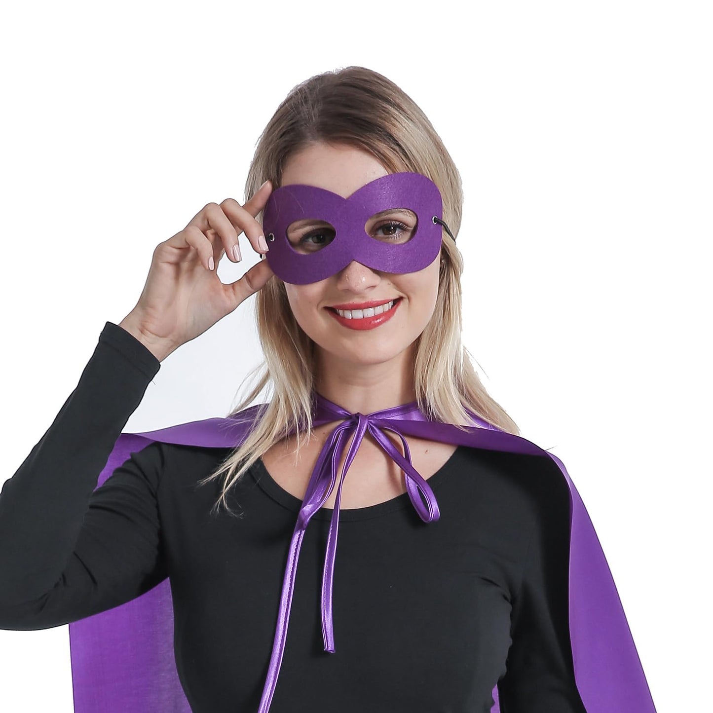 Kidsfere Adults Superhero Cape and Mask for Man Woman Halloween Vampire Cape Costume (PURPLE)