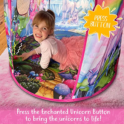W&O Unicorn Sparkle Play Tent with Magical Unicorn Sounds - Captivating Pop Up Tent for Girls - Perfect for Indoor & Outdo...