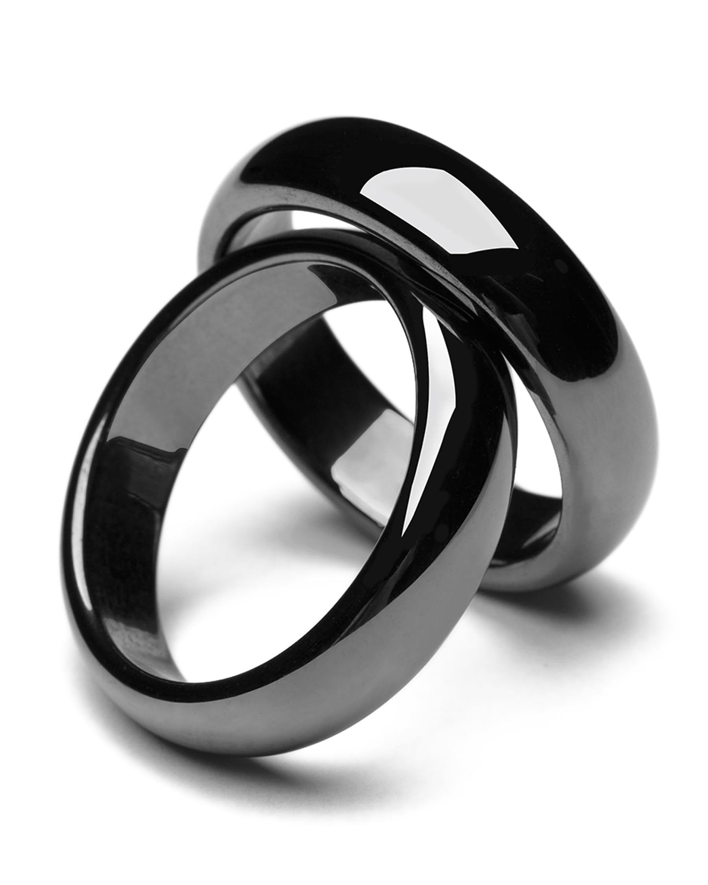 LYTUTUBB Hematite Rings for Women Man Unisex Anxiety Balance Root Chakra, Black Hematite Rings Absorbs Negative Energy 2PCS (9)