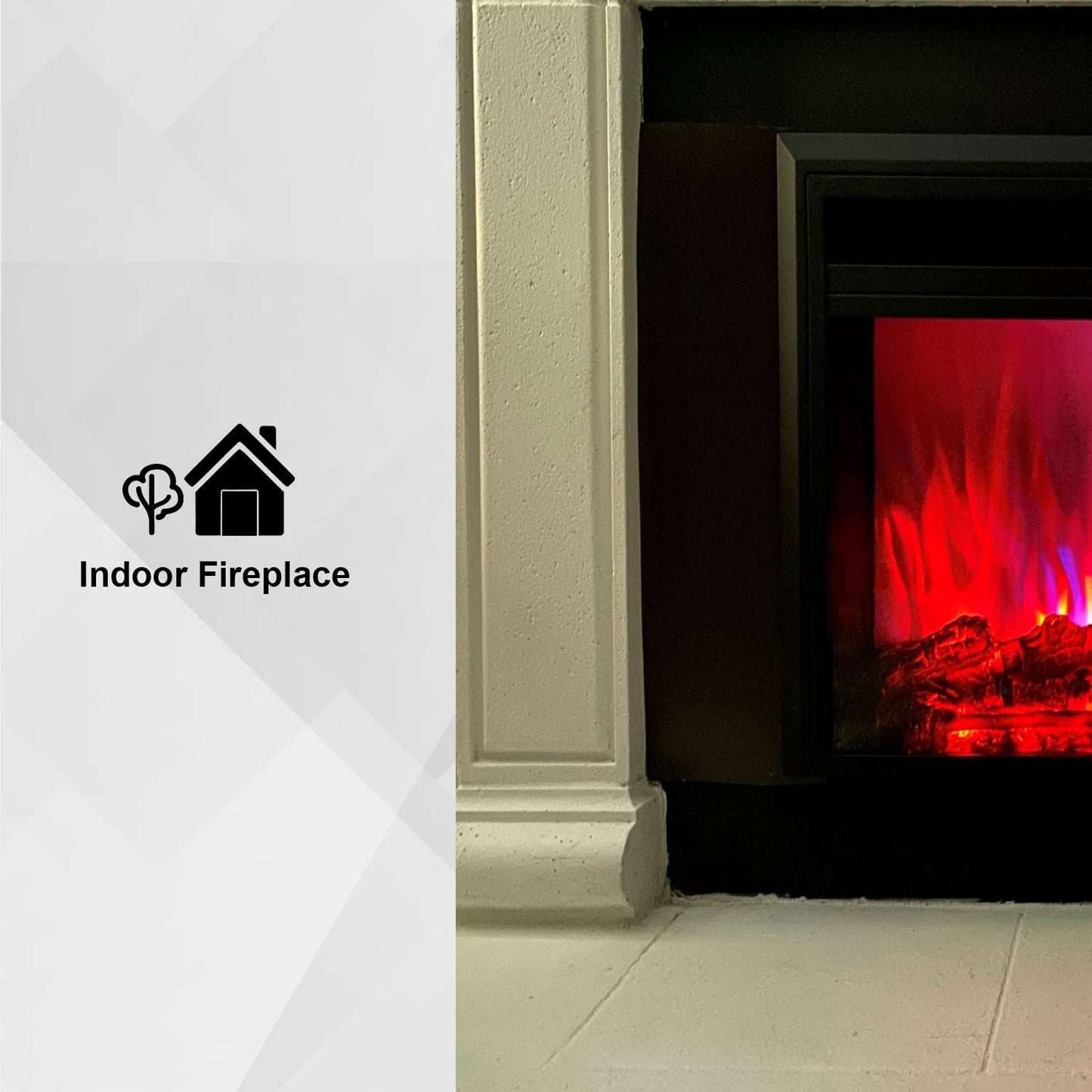XBrand 28 Inch Insert Electric Fireplace Heater with Remote Control, LED Rolling Flame Effect, and Temperature Limiting Control, Glass and Steel Indoor, Black