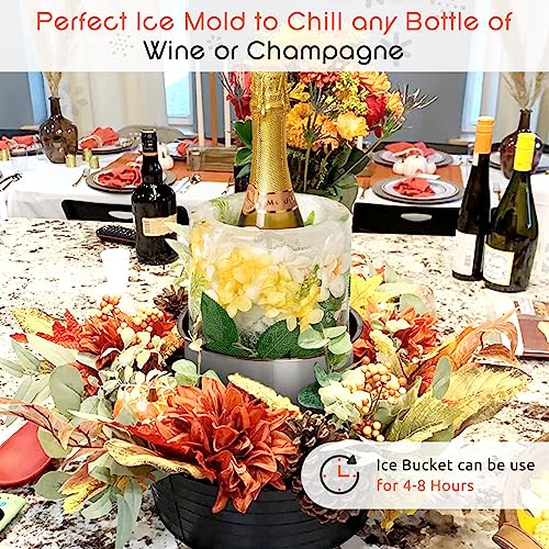 Ice Bucket Mold,Ice Mold Wine Bottle Chiller,Champagne Bucket Ice Mold, Flower/Fruits/Any Decoration to DIY Your Champagne...
