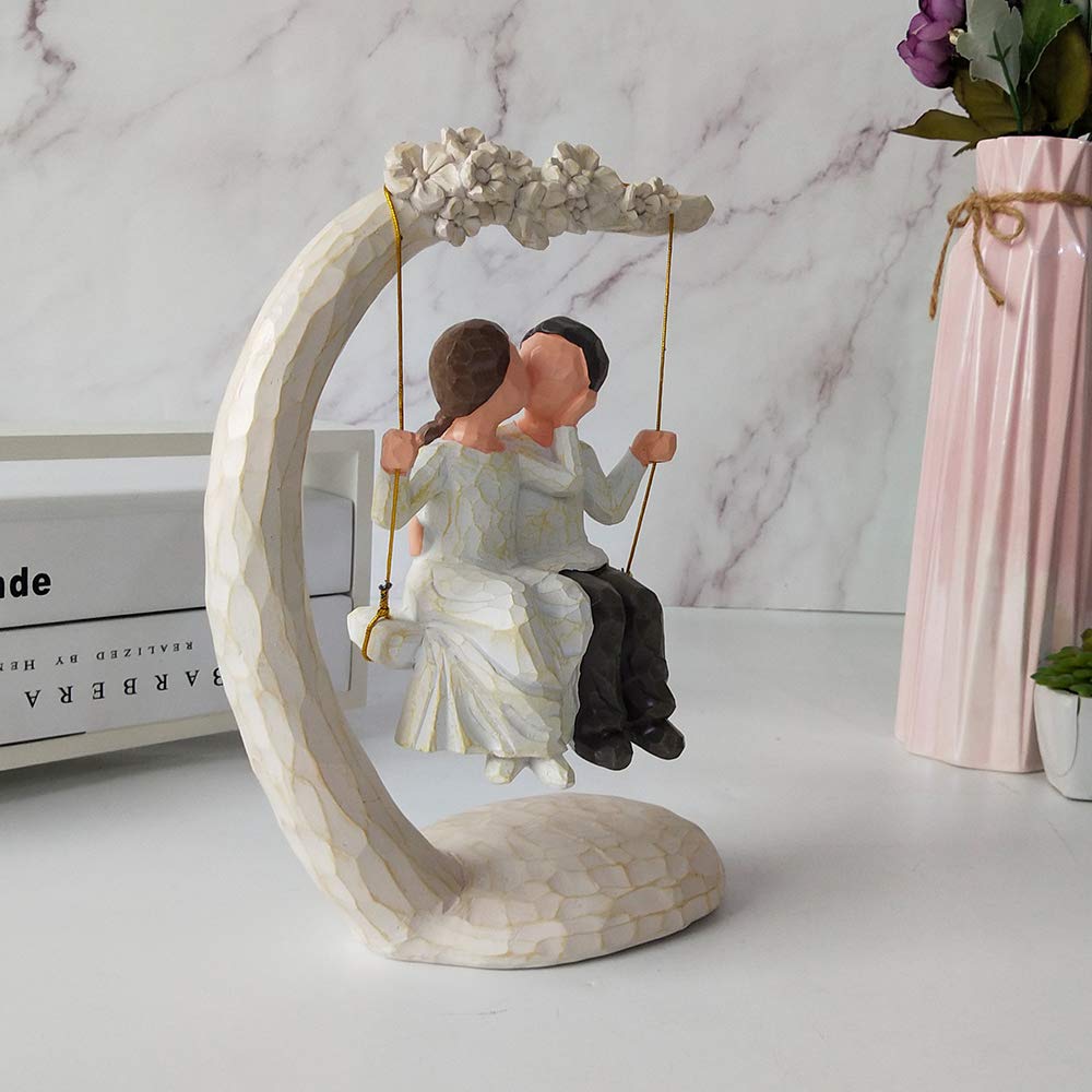 YLSMILE Wedding Gifts for her from Husband Romantic, Wedding Gifts for Couple Wife Parents, 9 Inch Hand Painted Together Love Couple Figurines for Anniversary