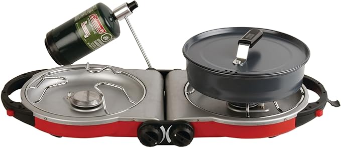 Coleman Fold ‘N Go 2-Burner Propane Stove, Dual Adjustable Burners with 20,000 BTUs of Power & InstaStart Ignition, Great ...