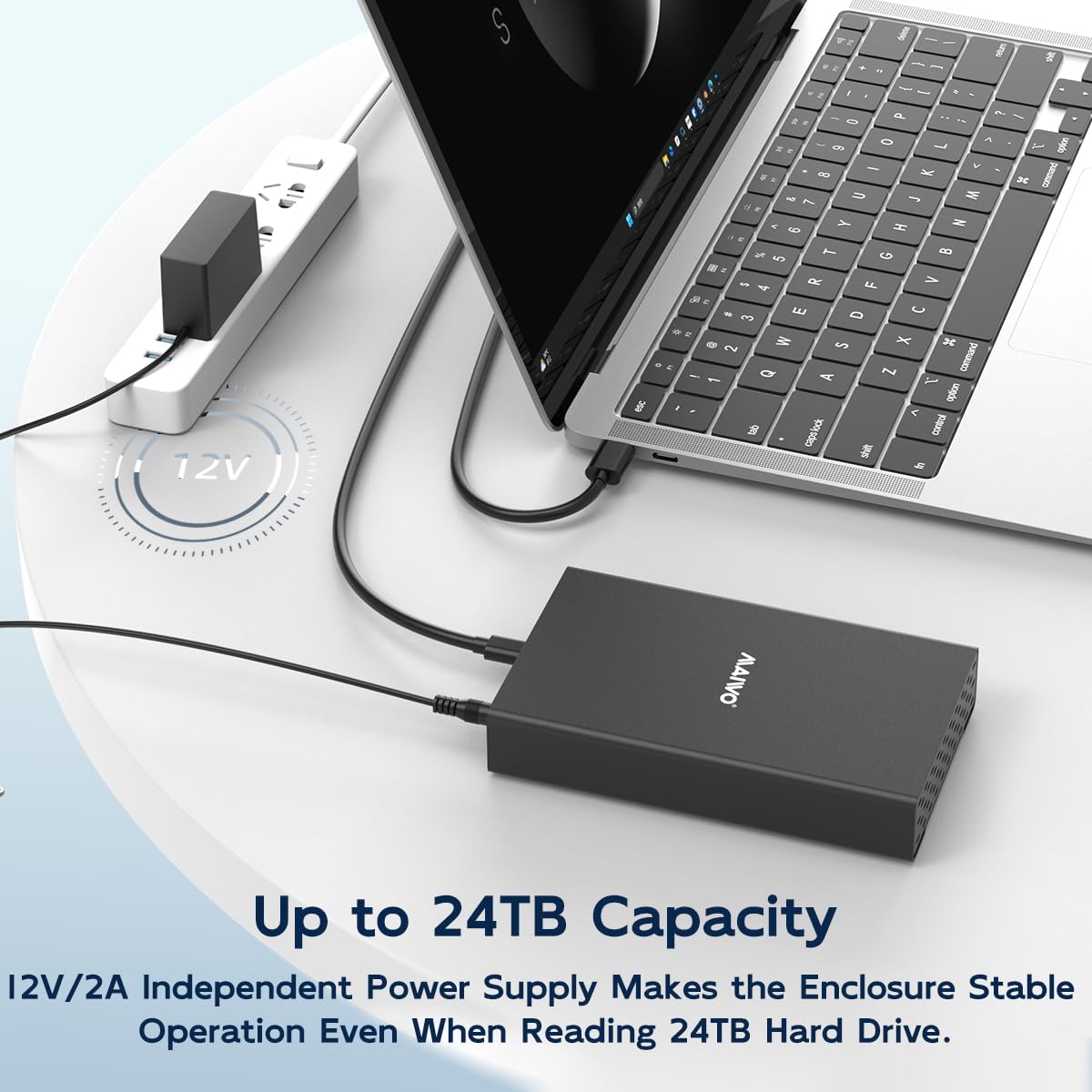 Maiwo Hard Drive Enclosure For 2.5 3.5 Inch Sata Ssd Hdd, Usb 3.1 Gen2 Type-C 10Gbps Speed With Uasp, 24Tb Capacity, Usb To Exte