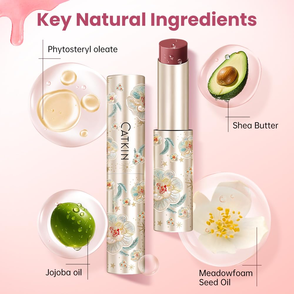 CATKIN Glossy Lip Balm Ultra Hydating Glow Lip Tinted Jelly Plump Melting Balm Shea Butter Repair Soothing For Dry Lips Dewy Finished 0.12 oz 2pcs Set 03