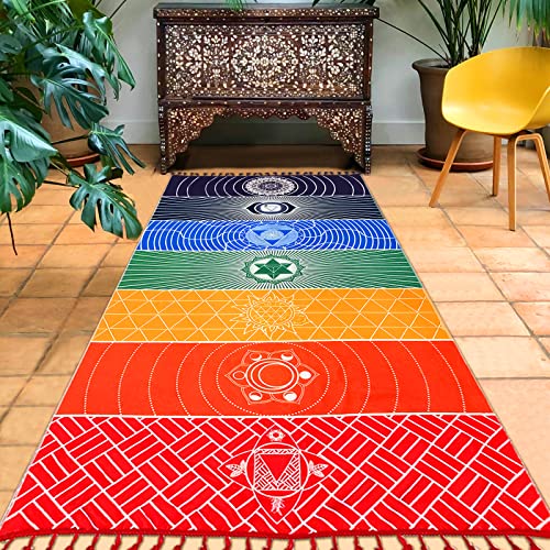Mexican Yoga Mat Beach Picnic Blanket Chakra Meditation Mat Yoga Rug Sunscreen Shawl Chakra Wall Tapestry Decor Boho Pilat...