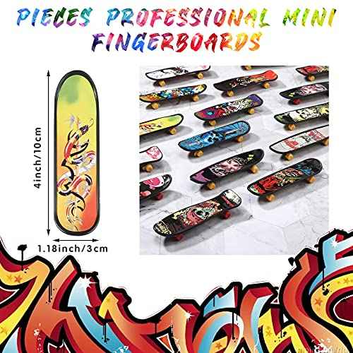 36 Pieces Mini Finger Skateboard Toy Skateboard Finger Boards with Double Sided Pattern Creative Fingertip Movement Toys for Birthday Goodie Bag Stuffers