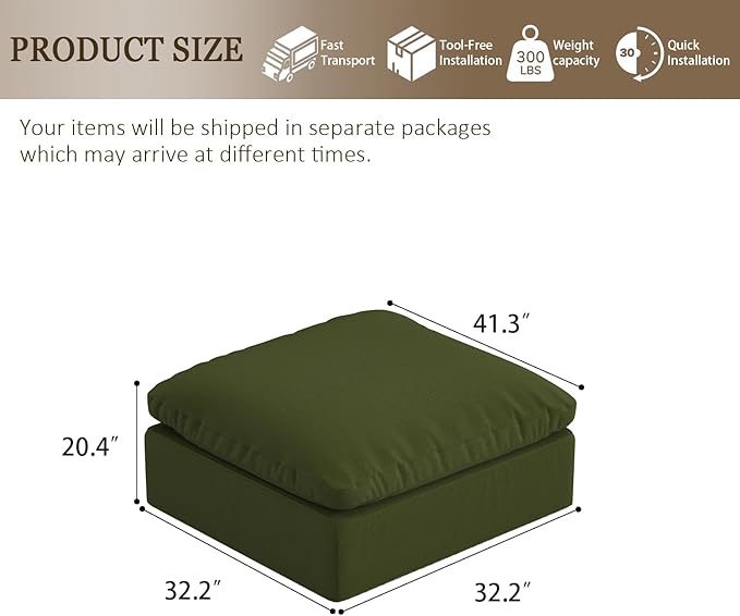 Forest aesthetics Oversize Cloud Modular Sectional Sofa,Chaise Down Filled Comfort Sofa Detachable Couch Cushion Covers for Living Room Apartment,Green