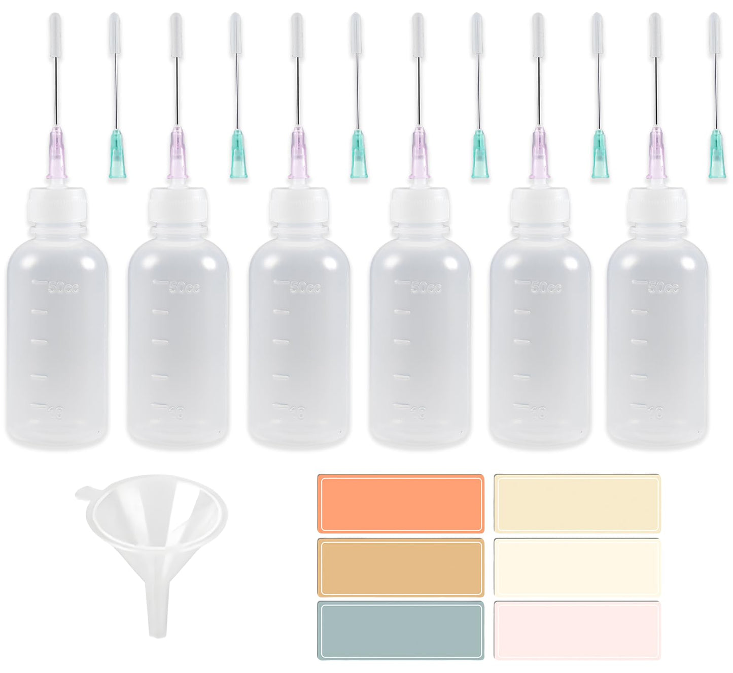 Atdcoek 6 Pack Needle Tip Squeeze Bottle 50mL(1.69 OZ), Precision Gun Oil Bottle, Needle Oiler Bottles for Craft, Glue, Paint, Hinges, Sewing Machines & More - LDPE Material with Premium Seal