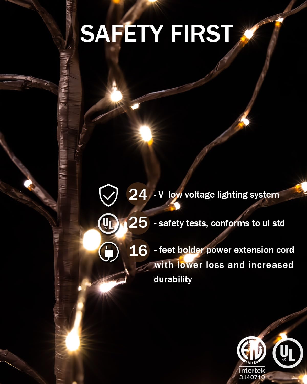 TYBEEU Star Light Tree Set 4ft, 5ft and 6ft with 128/216/256 Warm White LEDs for Holiday Decor - Dimmable, UL Certified, Waterproof - Ideal for Indoor and Outdoor Decoration