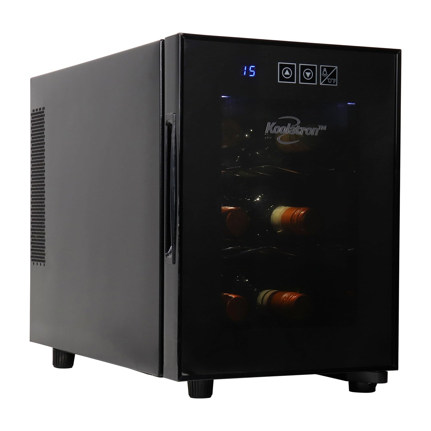 Koolatron Wine Fridge - Wine Cooler, 6 Bottle Wine Cabinet for Champagne, Red & White Wine, Freestanding Cellar For Bar, Home, Small Kitchen, Double Paned Glass Door